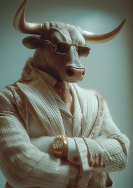 Sophisticated Bull in a Suit