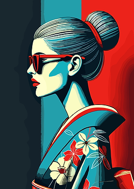Woman in Kimono with Sunglasses