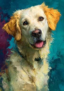 Golden Retriever Portrait Painting