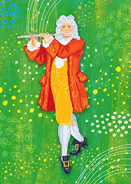 Man playing flute in a garden