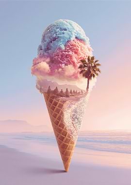 Surreal Ice Cream Cone Landscape