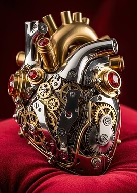 Steampunk Mechanical Heart Sculpture