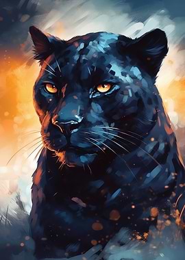Black Panther with Fiery Eyes