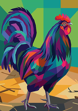 Colorful Geometric Rooster