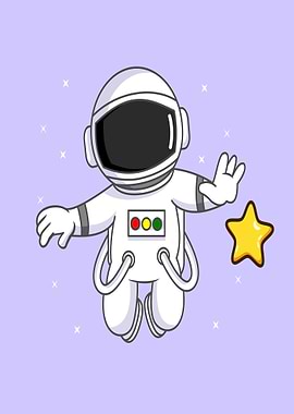 Astronaut floating with a star