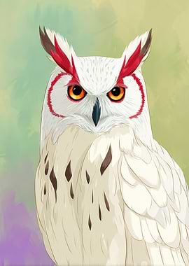 White Owl with Red Accents