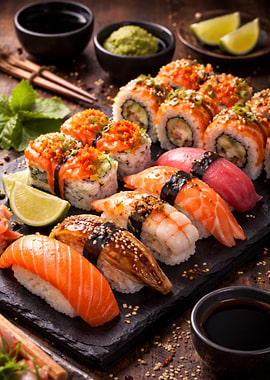 Assortment of Sushi and Rolls