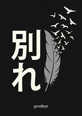 Japanese Goodbye Feather and Birds