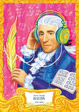Haydn Portrait Poster, Classical Composer Art Print, Music Classroom Decor, Educational Wall Art for Kids
