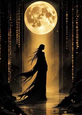 Mysterious Figure Under the Moon
