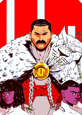 Comic Style Portrait of a Leader and Companions