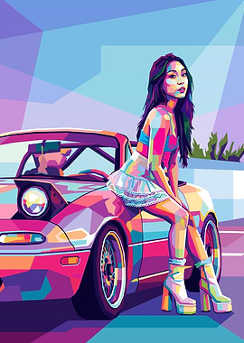 Woman Posing on a Sports Car