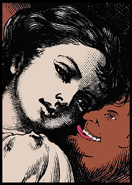 Close-up of two faces in vintage style