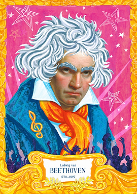 Beethoven Portrait Poster, Classical Composer Art Print, Music Classroom Decor, Dramatic Music Wall Art