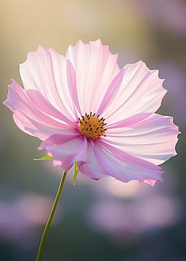 Pink Cosmos Flower in Sunlight