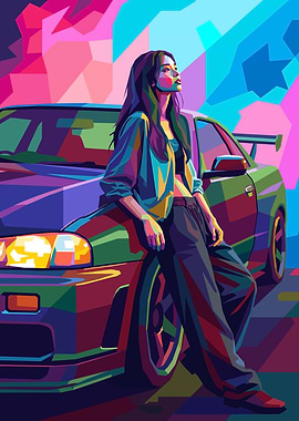 Woman Posing with a Sports Car