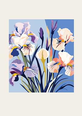 Vibrant Iris Floral Painting
