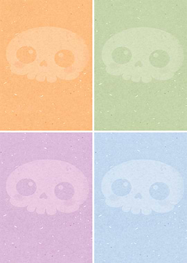 Cute Skull Illustrations on Textured Backgrounds