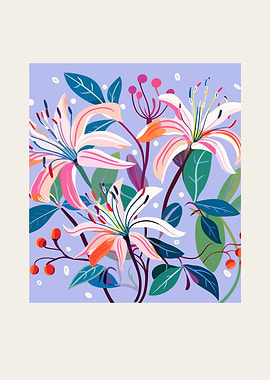 Vibrant Floral Illustration with Lilies