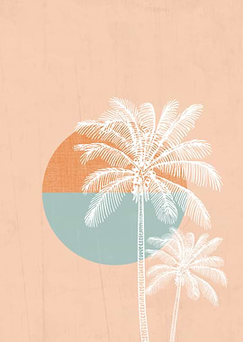 Minimalist Palm Trees and Sun