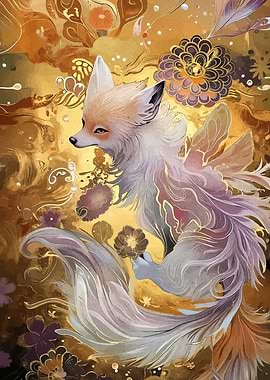 Enchanted Fox with Floral Accents