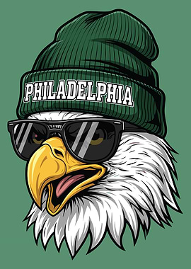 Cool Eagle Wearing Beanie and Sunglasses