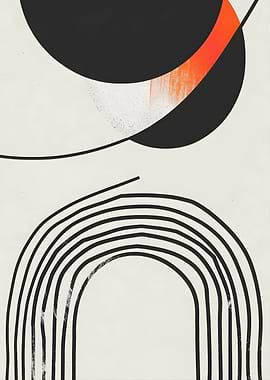 Abstract Geometric Shapes with Orange Accent