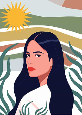 Woman in nature with sun
