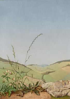 Pastoral Landscape with Wildflowers and Butterfly