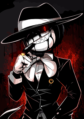 Creepy Cartoon Character in Suit and Hat