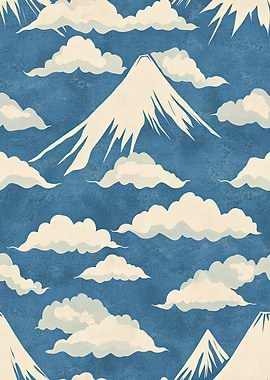 Mount Fuji and Clouds Pattern