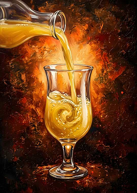 Orange Juice Pouring into Glass Painting