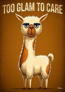 Too Glam to Care – Funny Llama Cartoon