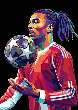 Football Player with Champions League Ball