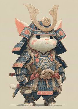 Cute Samurai Cat Warrior