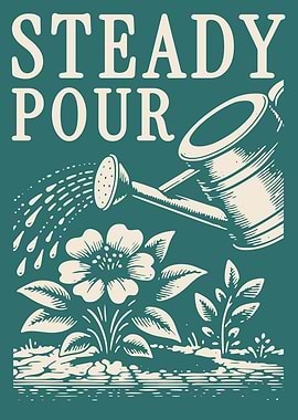 Watering Plant Vintage Engraving Botanical Poster Garden Care Floral Wall Art