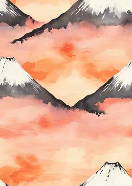 Watercolor Mountains at Sunset
