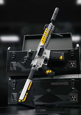 Modern Assault Rifle with Yellow Accents