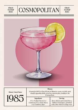 Vintage Cosmopolitan Cocktail – Classic 1985 Miami Elegance