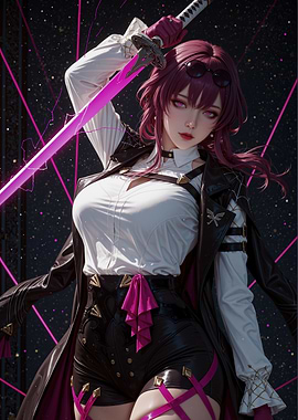 Anime Girl with Glowing Sword