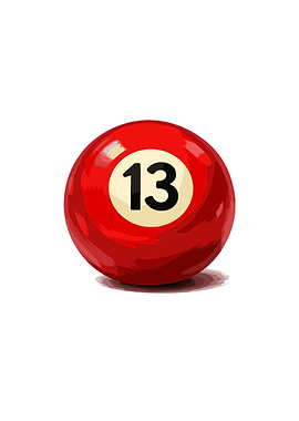 Red billiard ball with number 13