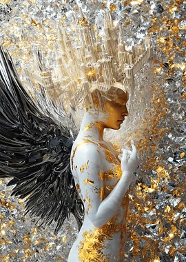 Golden Angel with Black Wings