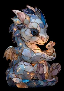 Stained Glass Dragon and Mouse