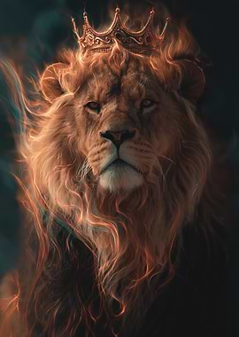 Majestic Lion King with Fiery Mane