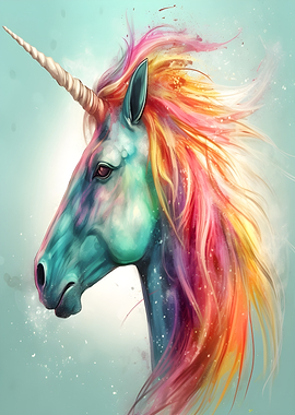 Rainbow Unicorn Head Portrait
