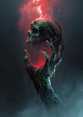 Grasping Skull with Red Smoke