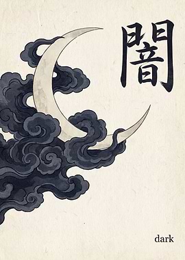 Crescent Moon and Dark Clouds