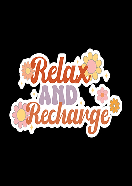 Relax and Recharge Retro Floral Sticker
