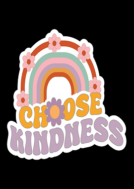 Choose Kindness Retro Rainbow Sticker