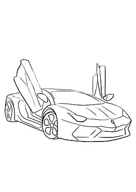 Line Art Sports Car with Scissor Doors